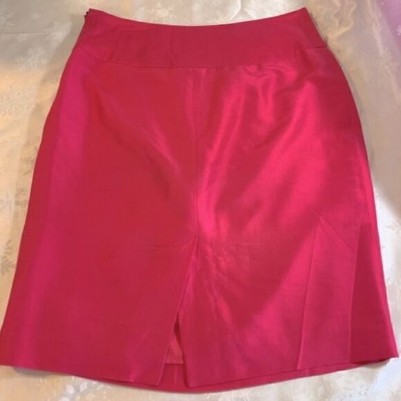 Isaac Mizrahi Silk Skirt Pink Lined Side Zipper Back Slit Sz 2 Gorgeous - Picture 4 of 4